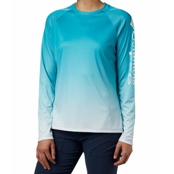 Columbia PFG Super Tidal Long Sleeve Performance UPF‎ Shirt Sz 3X Teal Ombre - Picture 1 of 7
